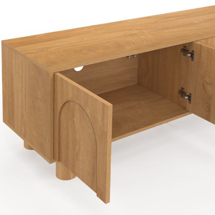 Mobile TV 140 cm a 4 ante con design ad arco effetto legno