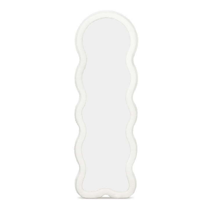 Specchio Wave in tessuto bouclette crema 150 x 50 cm | IdMarket