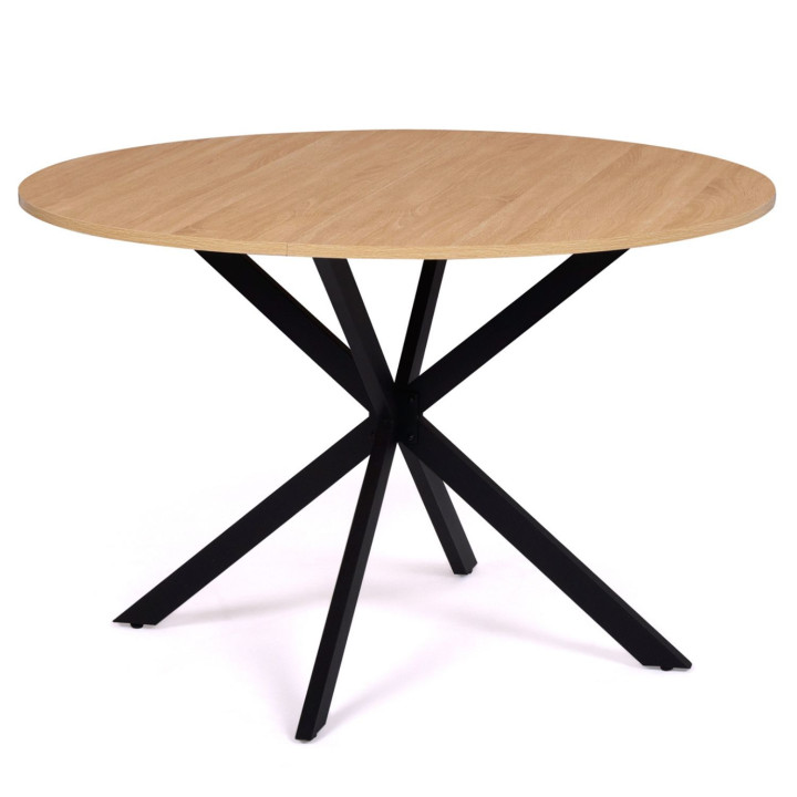 Set di tavolo da pranzo rotondo in legno e nero da 110 cm e 4 sedie SARA nere - ALIX | IdMarket