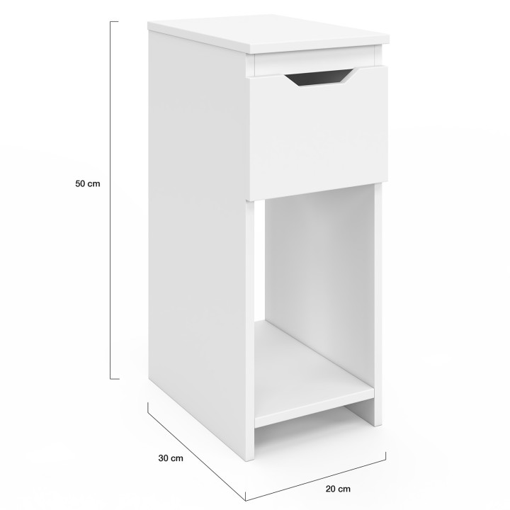 Set di 2 comodini stretti, 1 cassetto con nicchia bianca - ANOUK | IdMarket