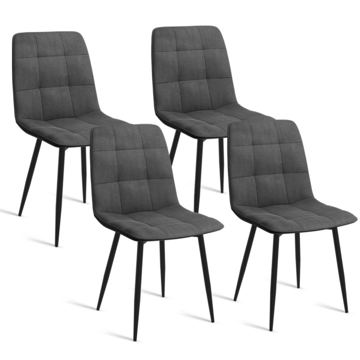 Set di tavolo da pranzo rotondo allungabile 110 - 150 cm e 4 sedie in velluto grigio scuro - ALIX | IdMarket