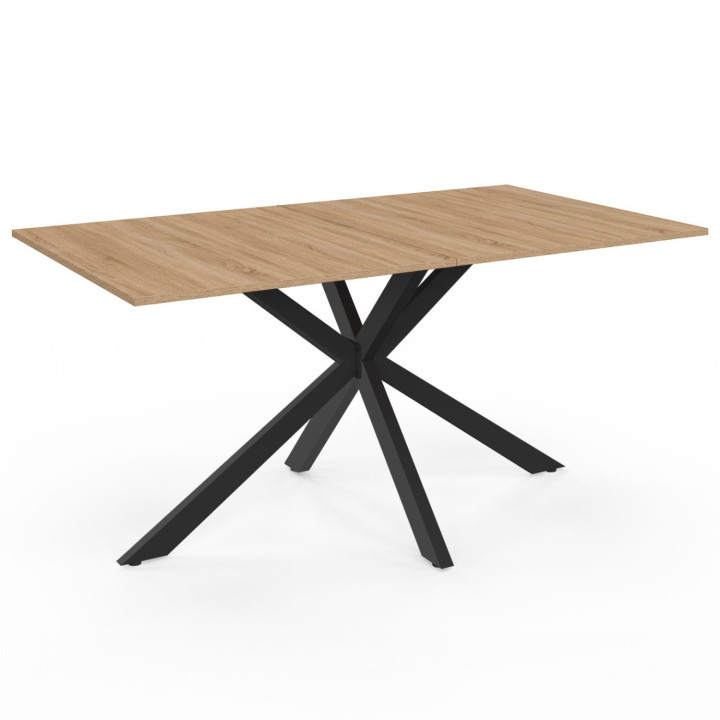 Set tavolo da pranzo rettangolare 160 cm in legno e nero e 6 sedie in velluto grigio scuro - ALIX | IdMarket