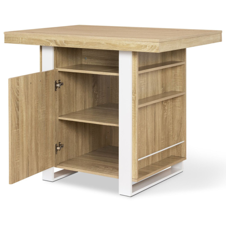 Isola centrale da 110 cm in finto faggio con gambe bianche - PHOENIX | ID Market