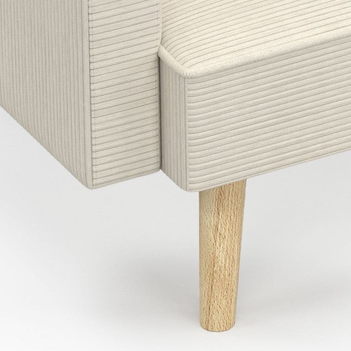 Divano letto scandinavo a 3 posti in velluto a coste beige - LARS | IdMarket