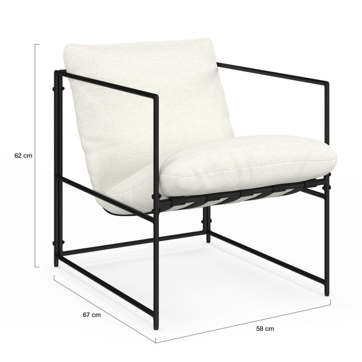 Poltrona imbottita con struttura in metallo e cuscino bianco - ULYSSE | IdMarket