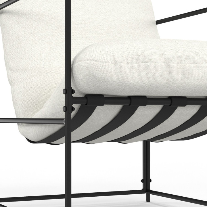 Poltrona imbottita con struttura in metallo e cuscino bianco - ULYSSE | IdMarket