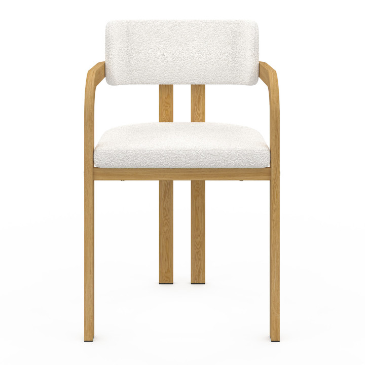 Set di 2 sedie da pranzo in metallo effetto legno con tessuto bouclette bianco - ESMA | IdMarket