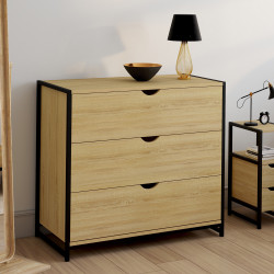 Cassettiera industriale a 3 cassetti in legno e metallo - DETROIT | ID Market