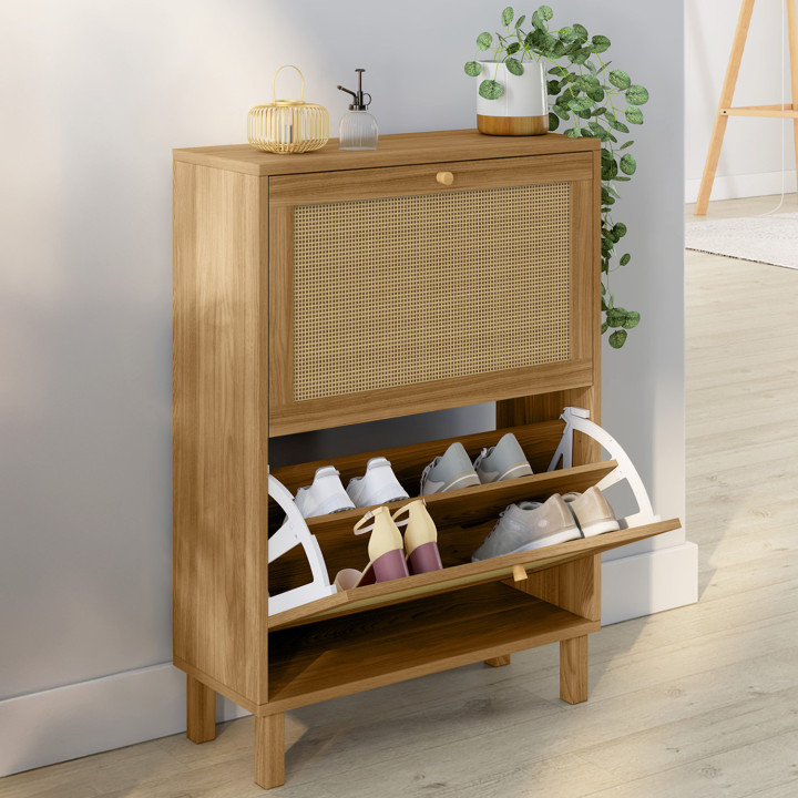 Scarpiera 12 paia 2 ante effetto canna naturale - HANAE | IdMarket