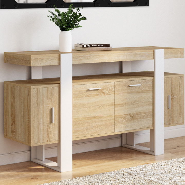 Credenza 140 cm 4 ante legno e bianco - PHOENIX | ID Market