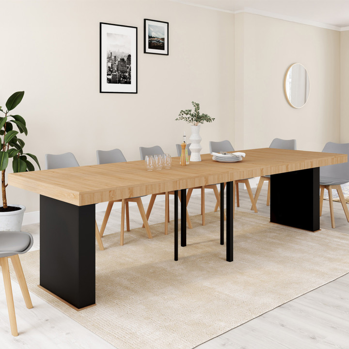 Consolle allungabile 14 persone 300 cm legno e nero - EDEN | IdMarket
