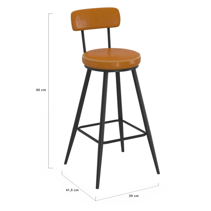 Set di 4 sgabelli da bar marroni con gambe in metallo - ISAURE | IDMarket