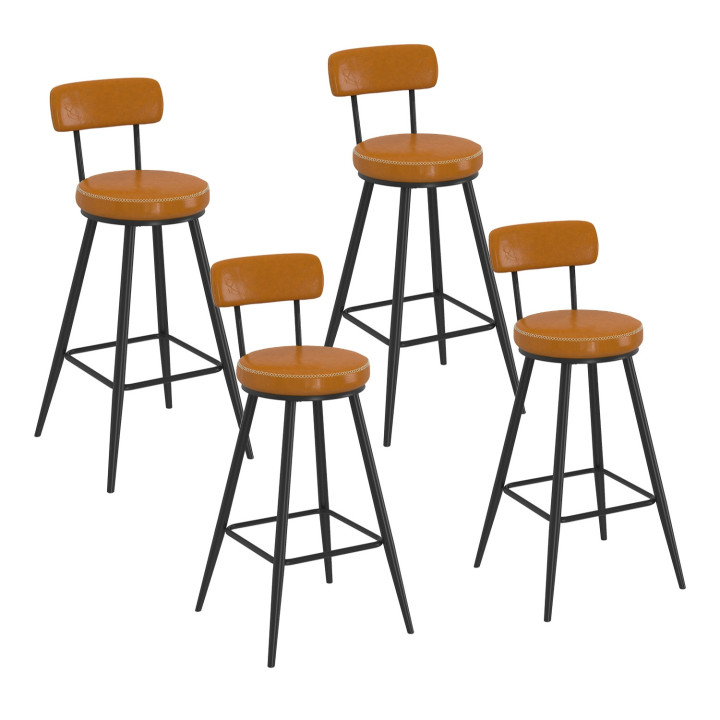 Set di 4 sgabelli da bar marroni con gambe in metallo - ISAURE | IDMarket