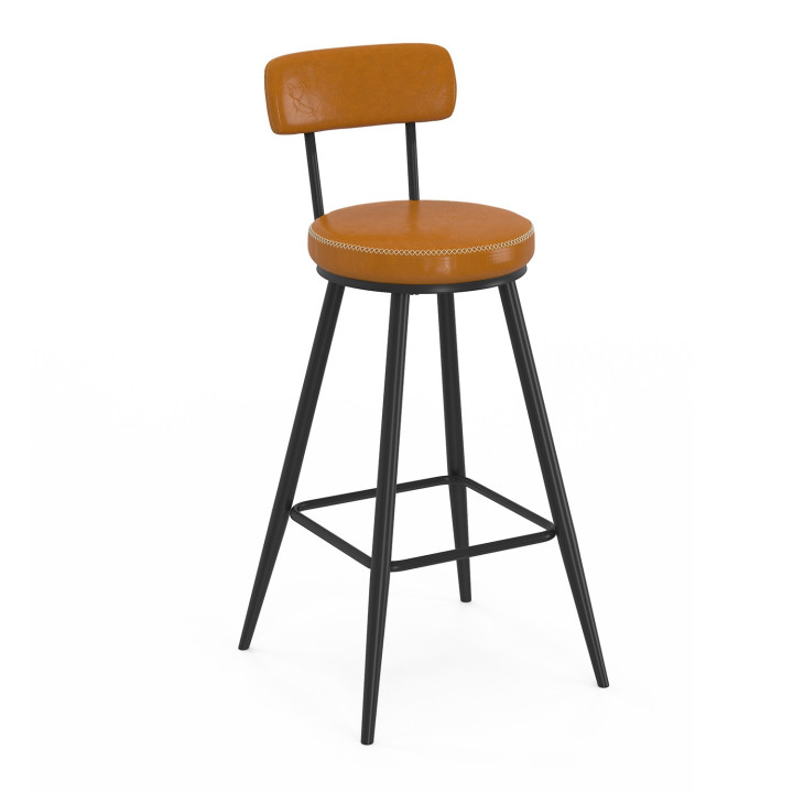 Set di 4 sgabelli da bar marroni con gambe in metallo - ISAURE | IDMarket