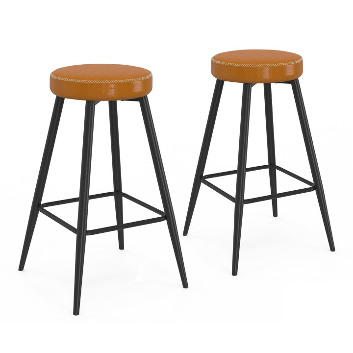 Set di 2 sgabelli da bar marrone con gambe in metallo - ISAURE | IDMarket