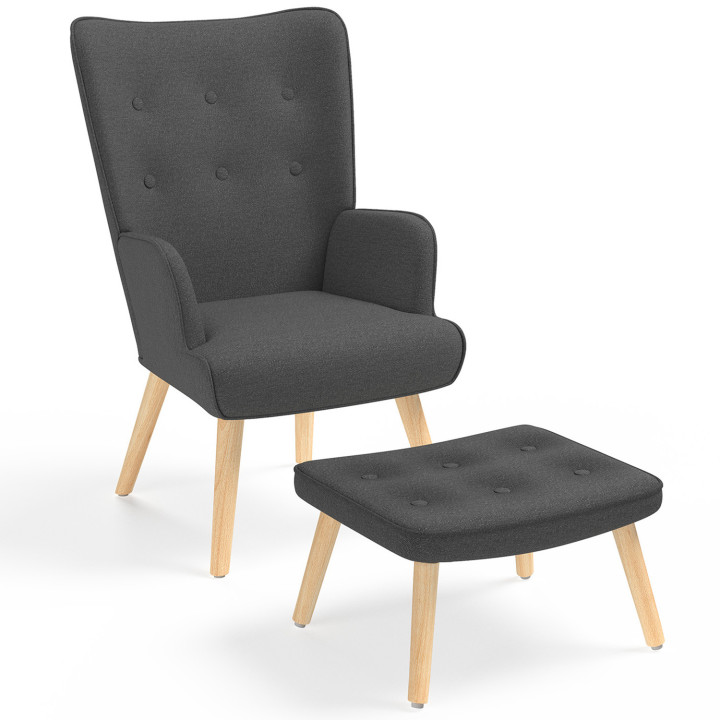 A buon mercato poltrona scandinava grigia con poggiapiedi | ID Market