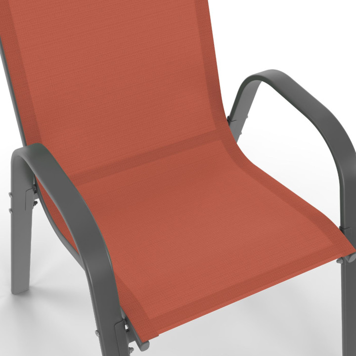 Set di 4 sedie da giardino impilabili in metallo e textilene - LYMA | IdMarket
