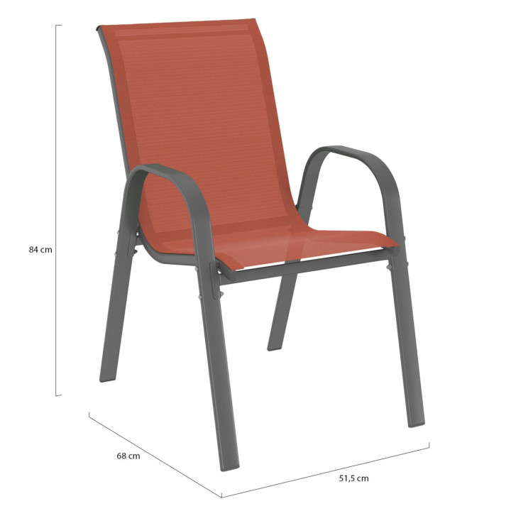 Set di 4 sedie da giardino impilabili in metallo e textilene - LYMA | IdMarket