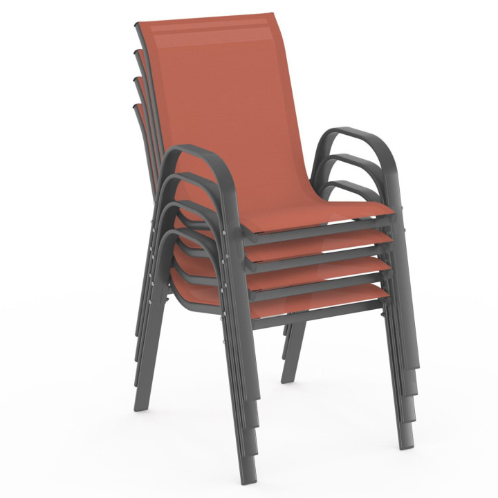 Set di 4 sedie da giardino impilabili in metallo e textilene - LYMA | IdMarket