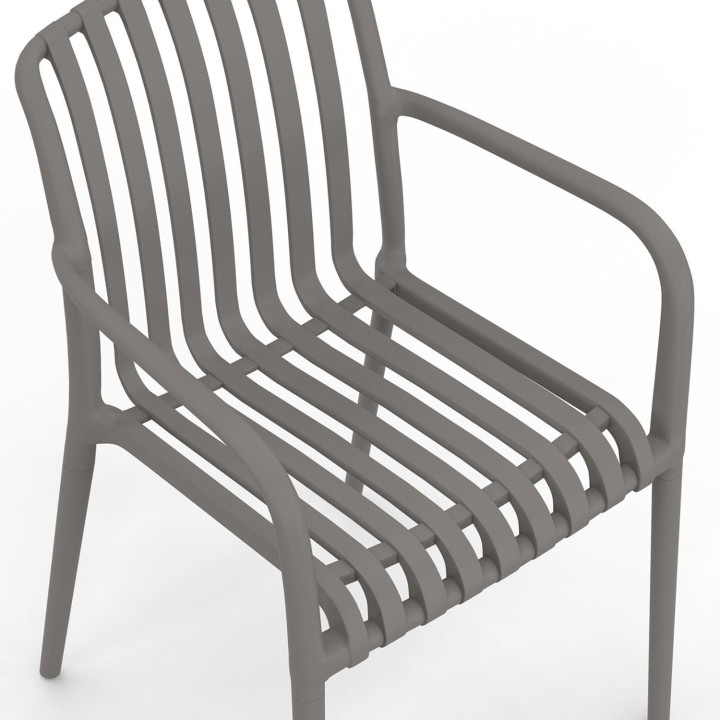 Set di 4 sedie da giardino impilabili in polipropilene grigio antracite - BILBAO | IdMarket