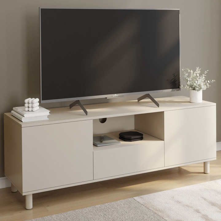 Porta TV beige a 3 ante 140 cm