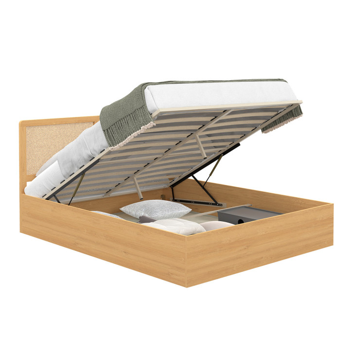 Letto matrimoniale con testiera in canna 140x190cm - EDHEN | ID Market