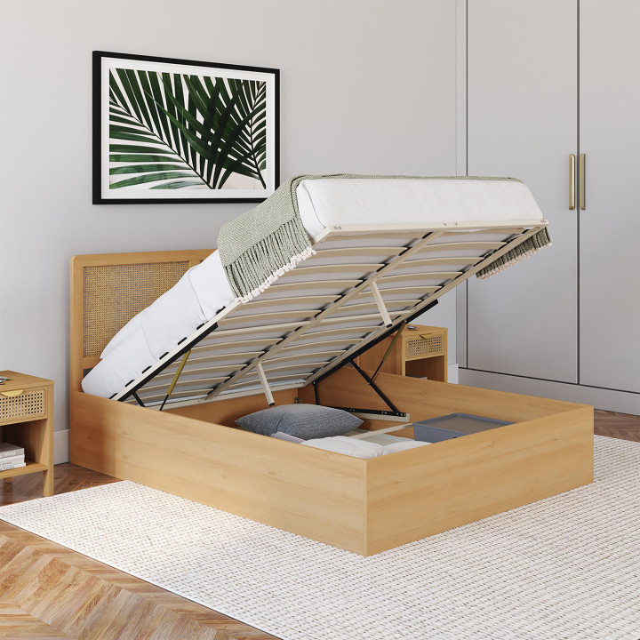 Letto matrimoniale con testiera in canna 140x190cm - EDHEN | ID Market