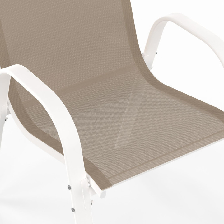 Set di 4 sedie da giardino impilabili in metallo e textilene, bianco e beige - LYMA | IdMarket