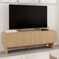 Porta TV 140 cm a 3 ante design arrotondato in faggio - CAPUCINE | IdMarket