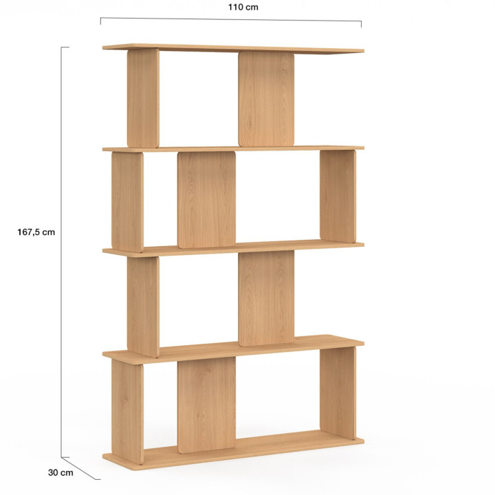Scaffale asimmetrico a 4 livelli in faggio dal design arrotondato - CAPUCINE | IdMarket