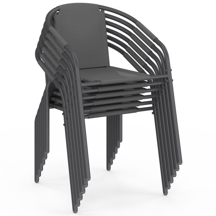 Set di mobili da giardino - tavolo 190 CM e 8 sedie impilabili grigio antracite - THELMA | IdMarket