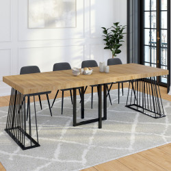 Consolle allungabile per 10 persone 235 cm con piano in legno e gamba in filo metallico nero - YUNA | IdMarket