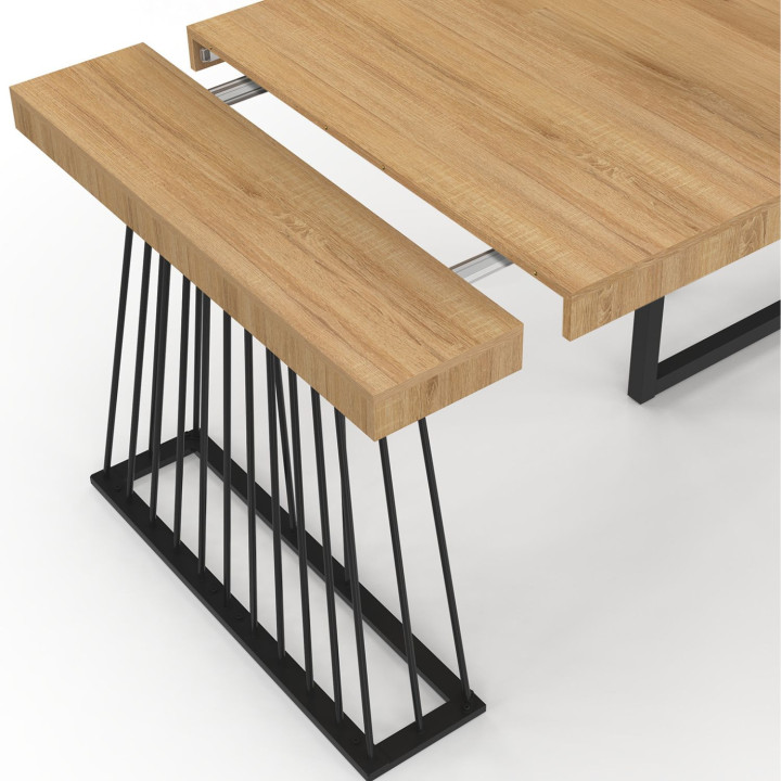 Consolle allungabile per 10 persone 235 cm con piano in legno e gamba in filo metallico nero - YUNA | IdMarket
