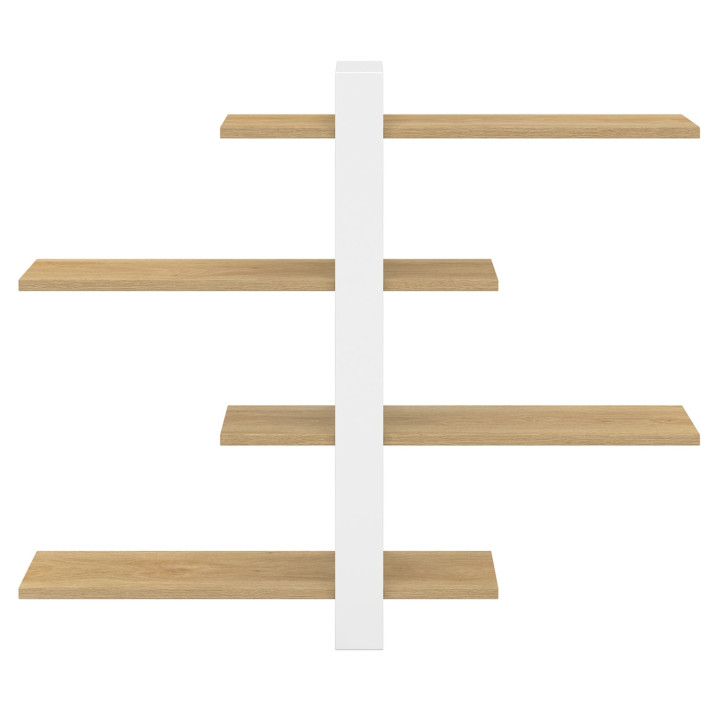 Scaffale a parete con 4 ripiani scorrevoli in faggio e bianco - ORA | IdMarket