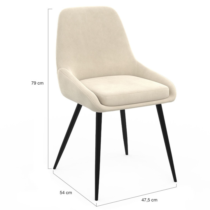 Set di 4 sedie in velluto misto crema, grigio chiaro, grigio scuro e rosa con braccioli - THALYA | IdMarket