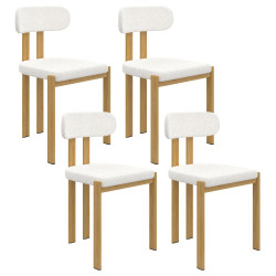 Set di 4 sedie in metallo effetto legno con tessuto bouclette bianco - ESMA | IdMarket