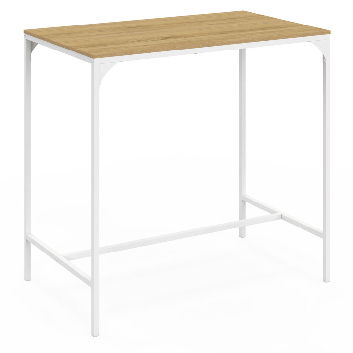 Set di tavolo da bar alto 100 cm e 4 sedie da bar in metallo bianco e legno dal design industriale - DETROIT | ID Market