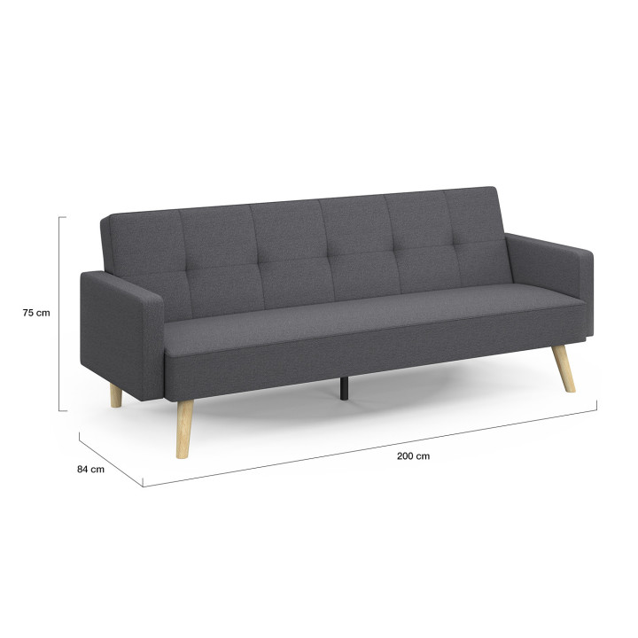 Divano scandinavo a 3 posti trasformabile in grigio LARS | ID Market