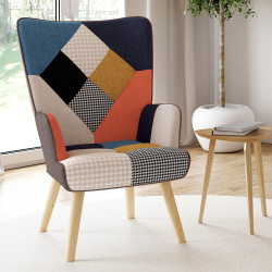 Poltrona scandinava patchwork multicolore con stampa pied-de-poule - IVAR | ID Market