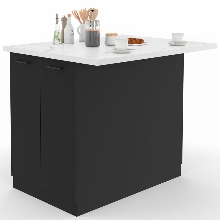 Isola centrale effetto marmo 100 cm e legno nero - ALASKA | ID Market