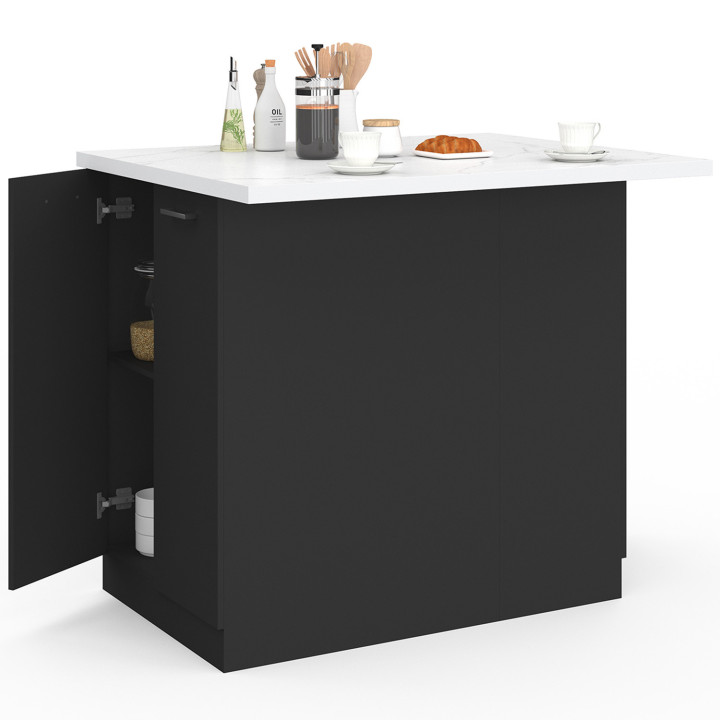 Isola centrale effetto marmo 100 cm e legno nero - ALASKA | ID Market