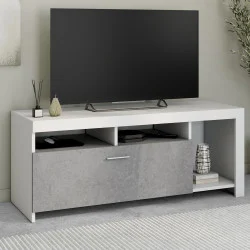 Porta TV bianco e armadio effetto cemento da 110 cm - MALO | ID Market