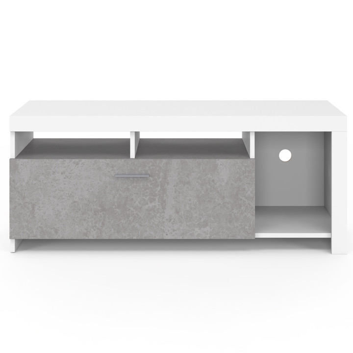 Porta TV bianco e armadio effetto cemento da 110 cm - MALO | ID Market