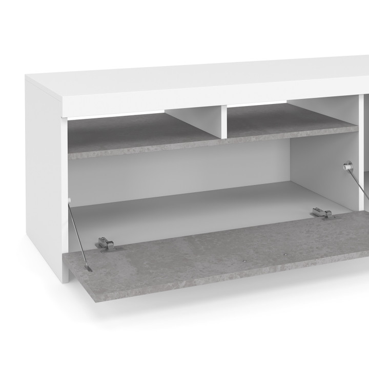 Porta TV bianco e armadio effetto cemento da 110 cm - MALO | ID Market