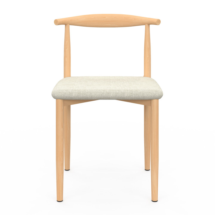 Set di 6 sedie in finto legno con seduta in tessuto beige per la sala da pranzo - NOE | IdMarket