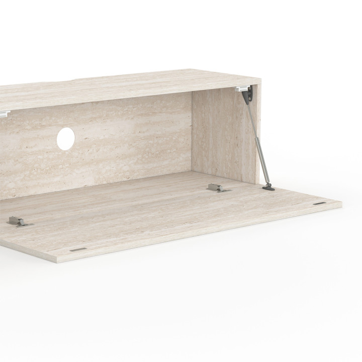 Mobile TV sospeso da 180 cm con 2 ante in legno effetto travertino - ELIO | IdMarket