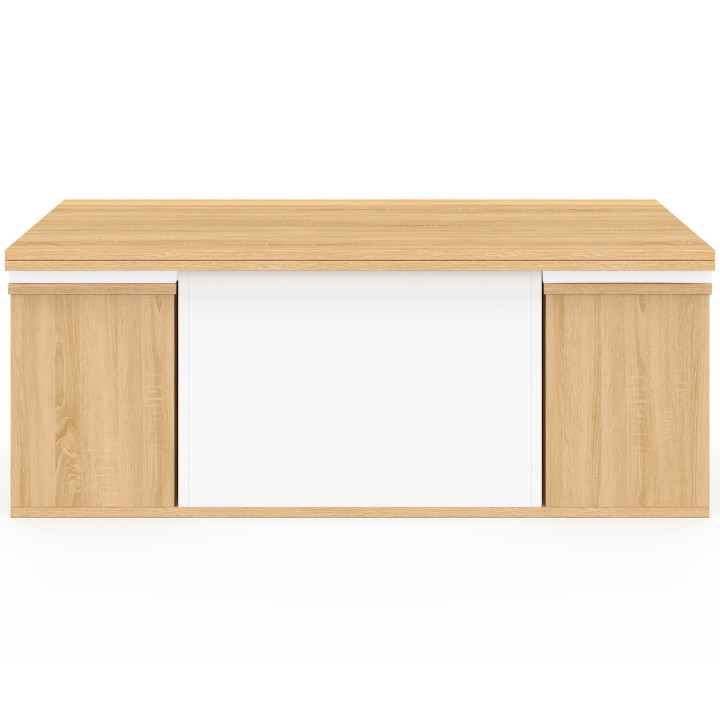 Tavolino rettangolare alzabile trasformabile in tavolo da pranzo da 100 cm in legno e bianco con poggiapiedi - EDEN | IdMarket