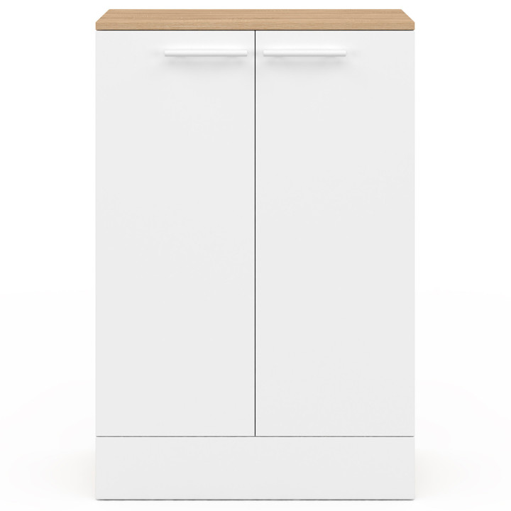 Credenza bassa da cucina H.90 cm con contenitore bianco e legno - ALTO | IdMarket
