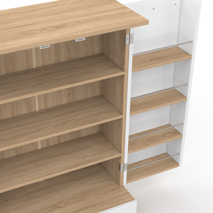 Credenza bassa da cucina H.90 cm con contenitore bianco e legno - ALTO | IdMarket