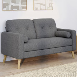 Divano scandinavo a 2 posti in tessuto grigio antracite - CLAIRE | IdMarket